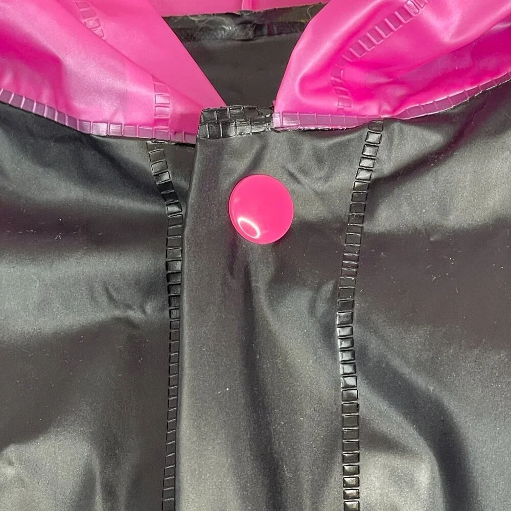 Minnie Mouse Disney Rain Jacket Girls Medium Hooded Snap‎ Front Packable Travel